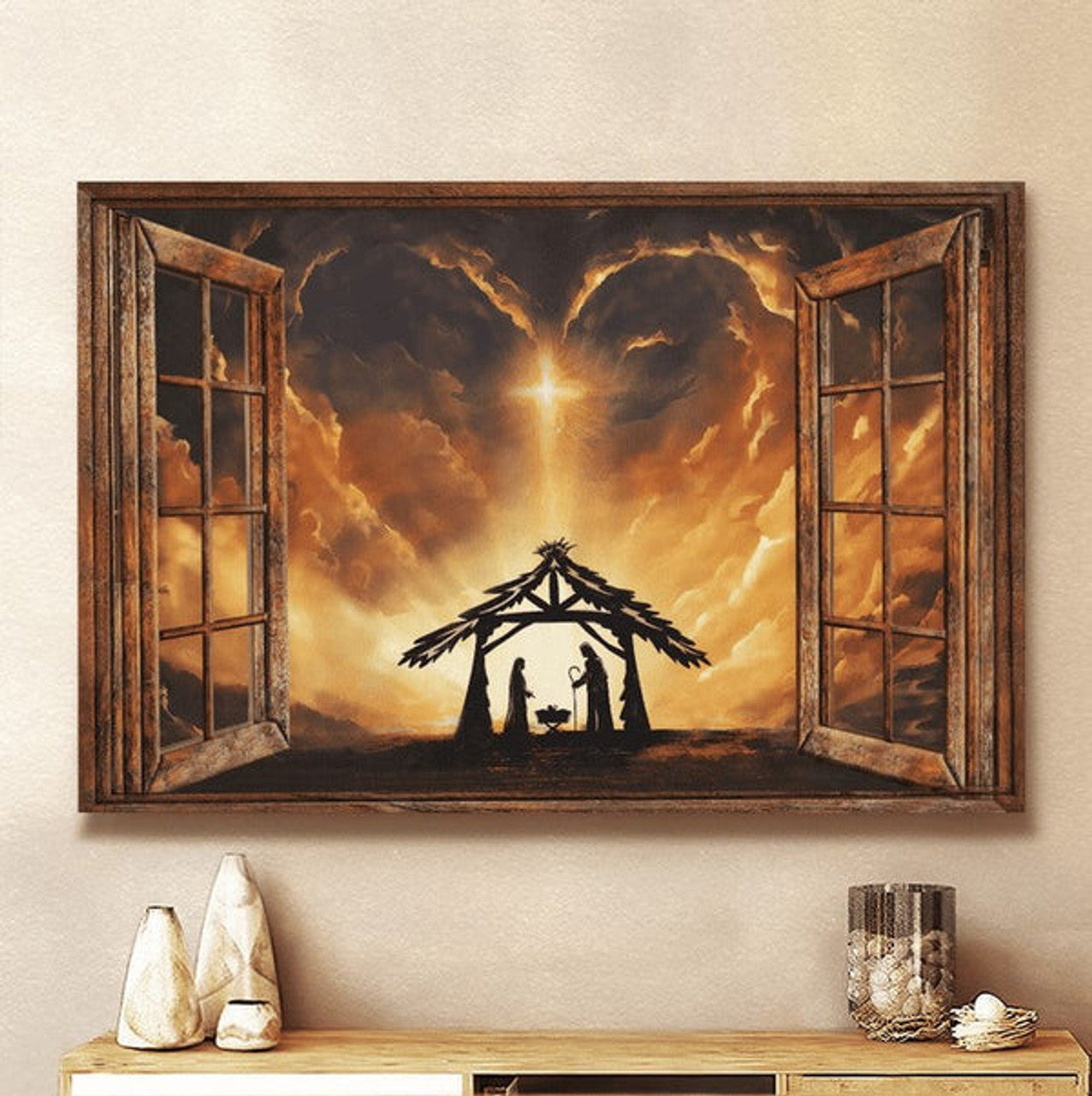 Cross Light On The Sky Jesus Canvas Wall Art - Jesus Canvas Pictures - Christian Wall Posters