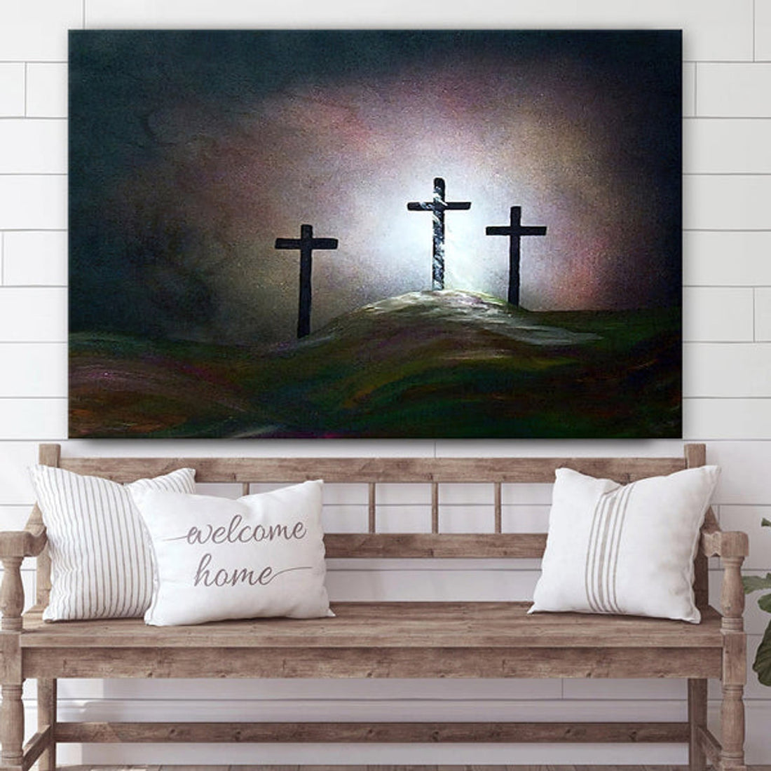 Cross Still the Light Canvas Wall Art - Christian Canvas Wall Decor - Religious Wall Art Canvas