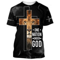FUNSTUFFPRINT Cross The Lion Of Judah Shirts - One Nation Under God Christian 3D T-shirt