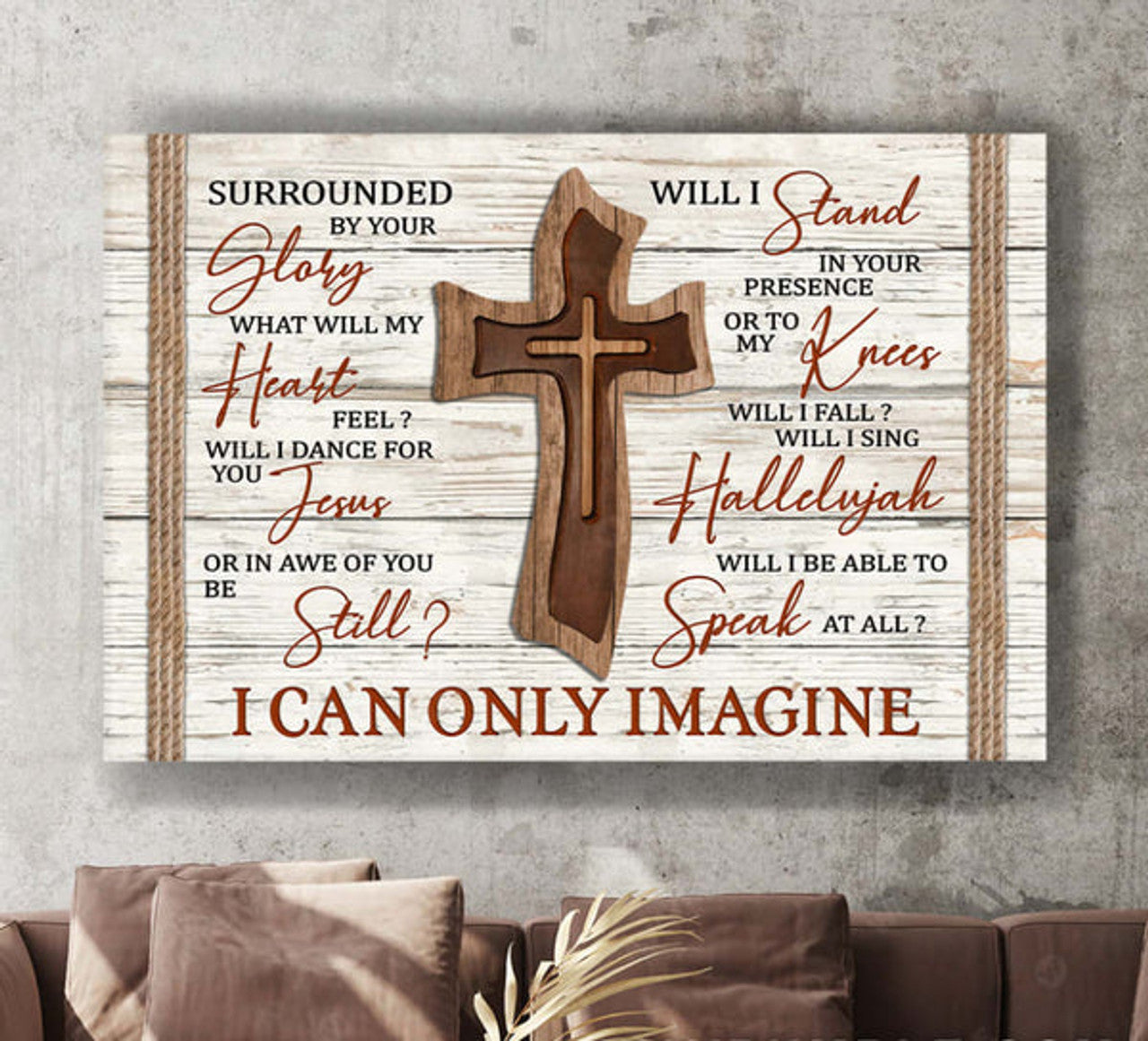 Cross Wooden I Can Only Imagine Jesus Canvas Wall Art - Christian Poster - Religious Wall Decor