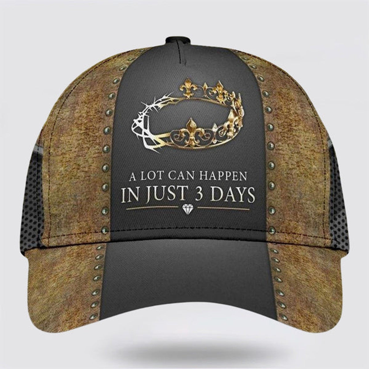 FUNSTUFFPRINT Crown Of Thorns A Lot Can Happen In 3 Days Baseball Cap - Christian Hats for Men and Women