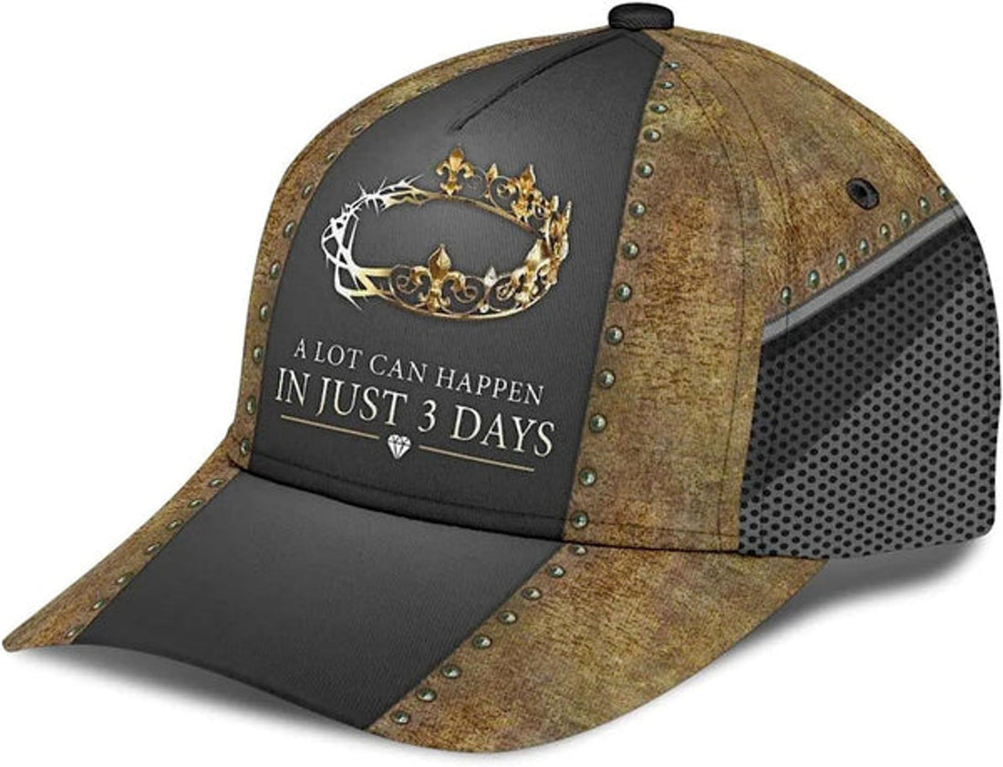 FUNSTUFFPRINT Crown Of Thorns A Lot Can Happen In 3 Days Baseball Cap - Christian Hats for Men and Women