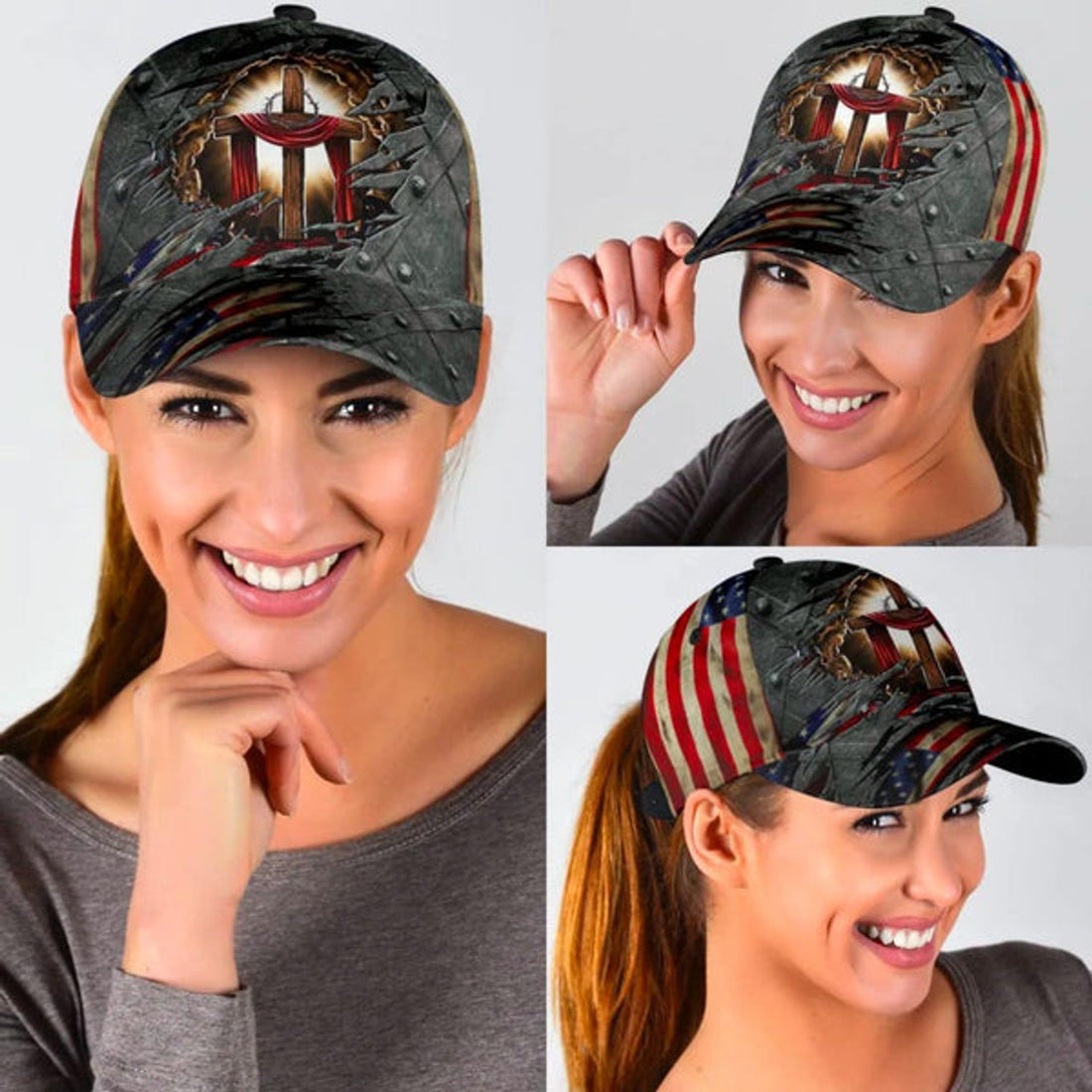 FUNSTUFFPRINT Crown Of Thorns Cross Scarf Baseball Cap - Christian Hats for Men and Women