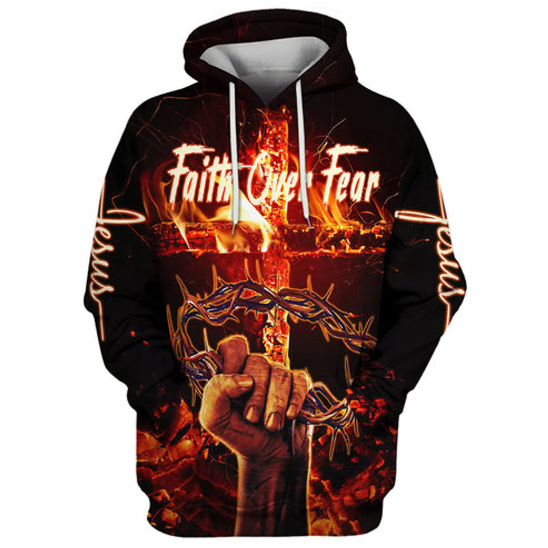 FUNSTUFFPRINT 3D Crown Of Thorns Jesus Christ - Faith Over Fear 3D Hoodie and Zip Hoodie