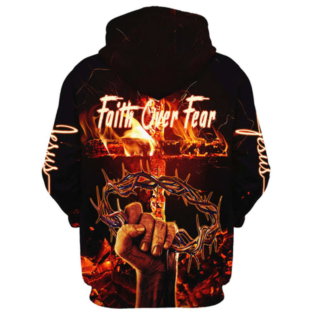 FUNSTUFFPRINT 3D Crown Of Thorns Jesus Christ - Faith Over Fear 3D Hoodie and Zip Hoodie