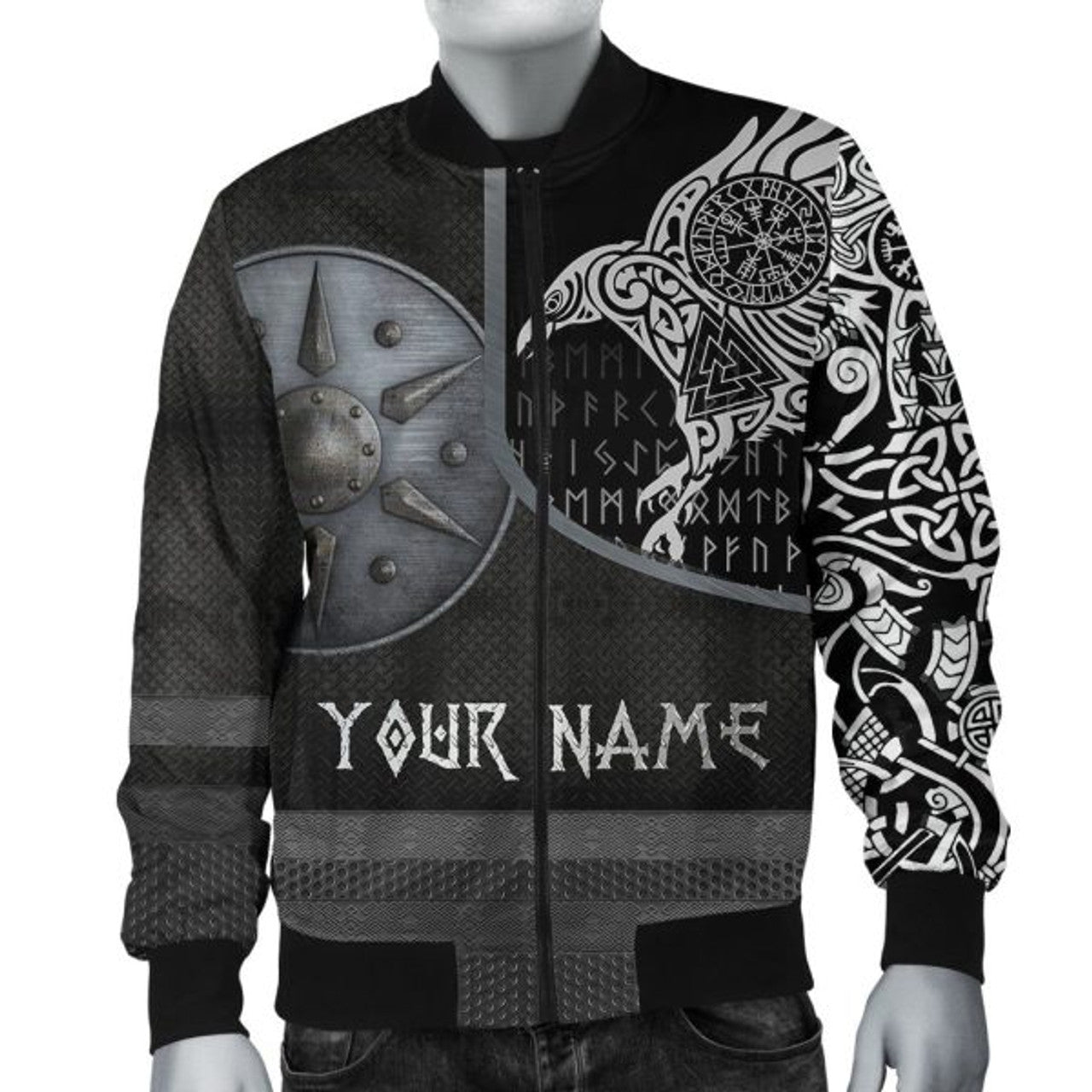 FUNSTUFFPRINT Custom Bomber Jacket Armor - Raven Tattoo 3D Bomber Jacket