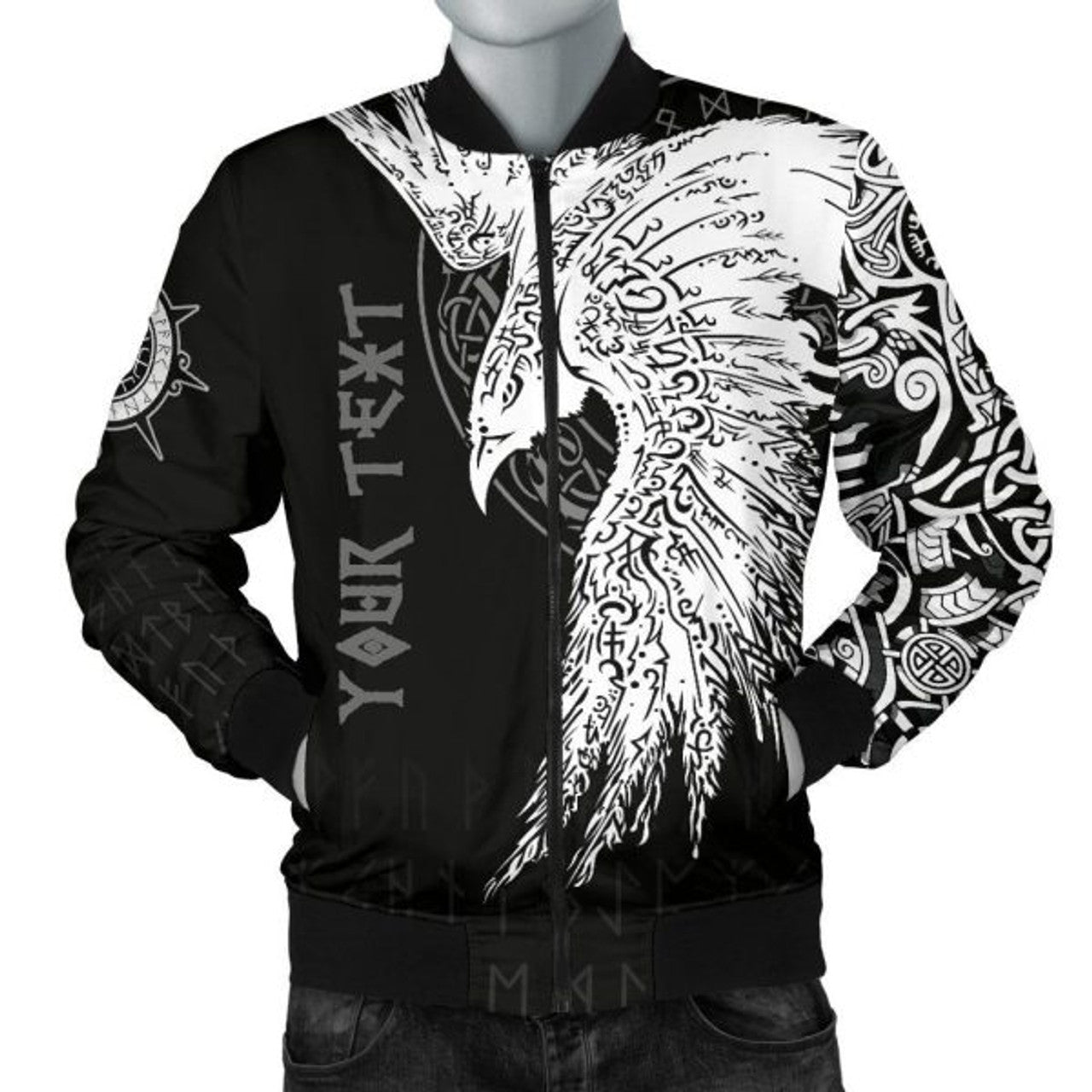FUNSTUFFPRINT Custom Men's Bomber Jacket Mystical Raven Tattoo Special 3D Bomber Jacket