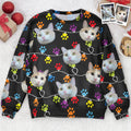 FUNSTUFFPRINT Custom Pet Photo Paw Light Ugly Sweater