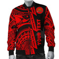 FUNSTUFFPRINT Custom Polynesian Guinea Men's Bomber Jacket - Moana Maui Tattoo With Coat Of Arm Guinea Red - 3D Bomber Jacket