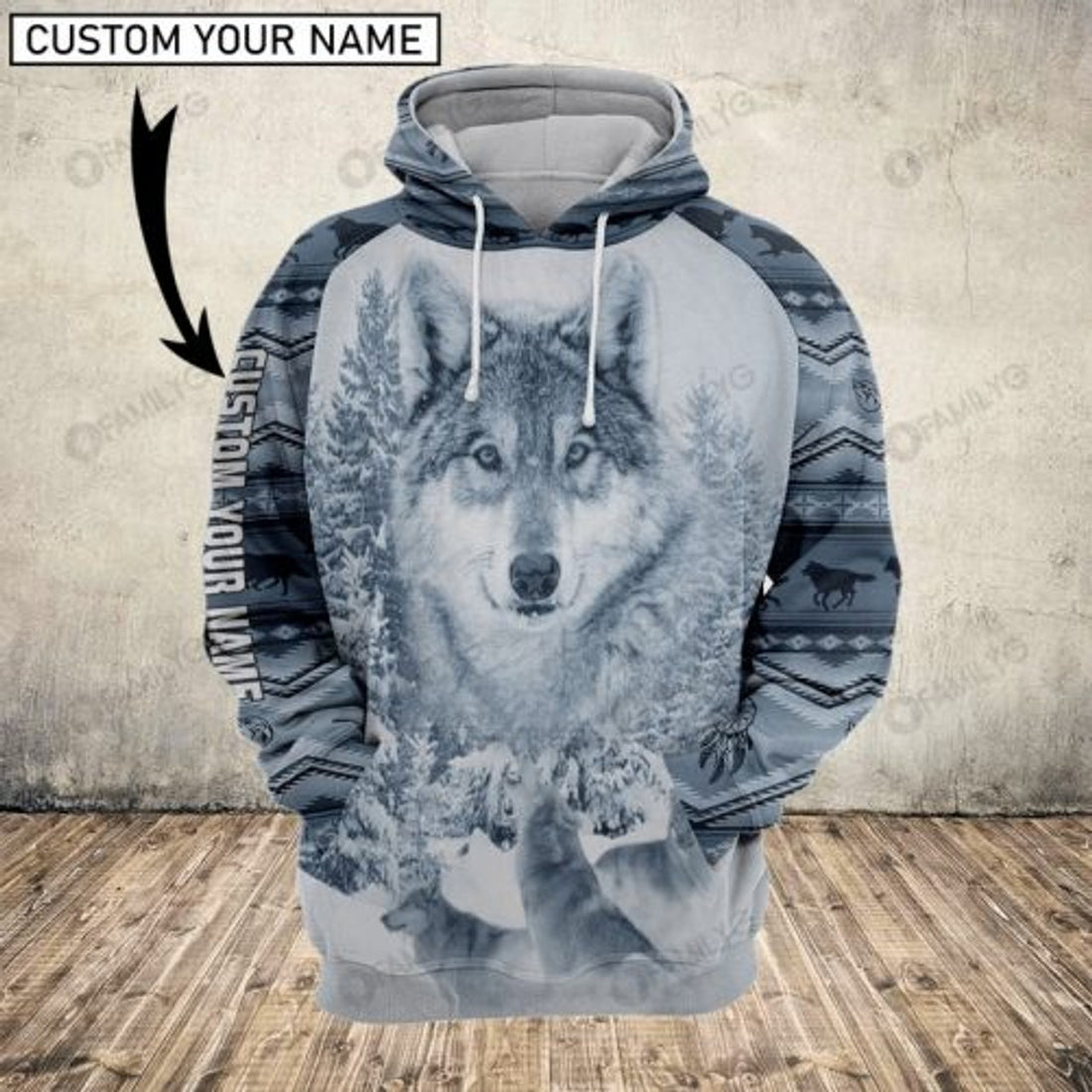 FUNSTUFFPRINT Personalized Wolf Couple 3D Hoodie and Zip Hoodie
