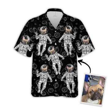 Custom Image Pet Funny Space Pattern Short-Sleeve Hawaiian Shirt, Gift for Dog Lovers