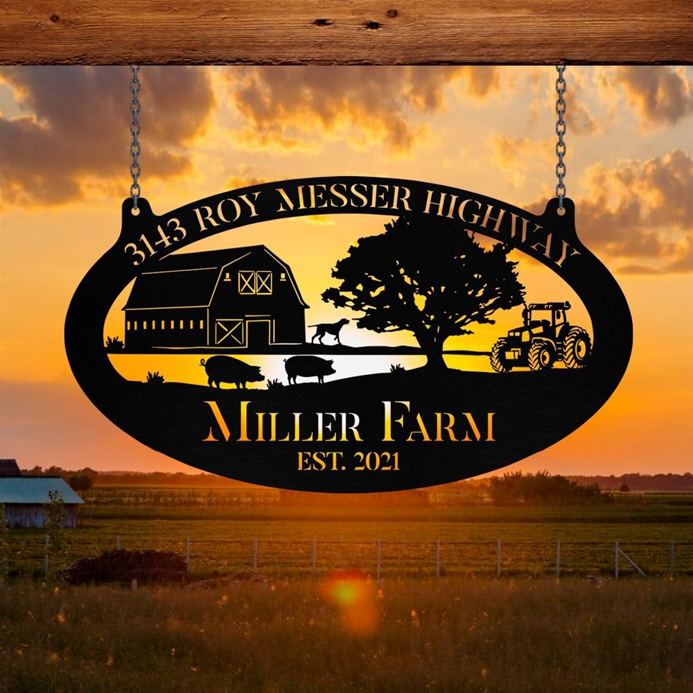 Custom Metal Farm Sign, Dog Pig Tractor Outdoor Farmhouse, Gift Ideas For Farm Woman, Large Metal Outdoor Signs, Outdoor Metal Sign Frames