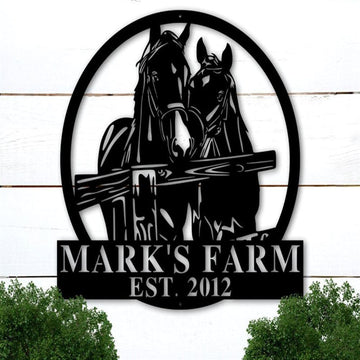 Custom Metal Farm Sign, Farmhouse Decor Horse Farm Sign, Gift Ideas For Farm Woman, Large Metal Outdoor Signs, Outdoor Metal Sign Frames