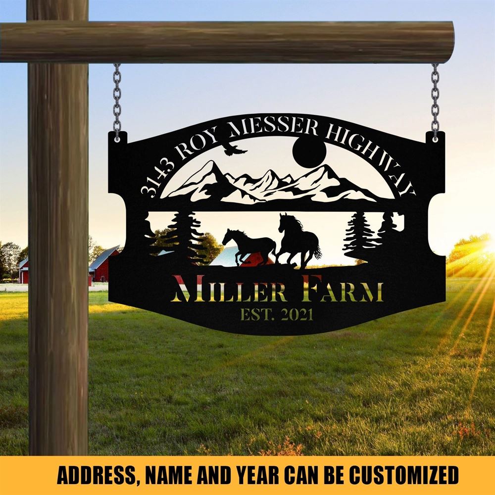 Custom Metal Farm Sign, Metal Wild Horse Sign, Gift Ideas For Farm Woman, Large Metal Outdoor Signs, Outdoor Metal Sign Frames