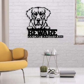 Custom Metal Sign, Dog Lovers Beware Dog Kiss Metal Sign, Anniversary Gift, Dog House Sign, Dog Wall Art, Outdoor Sign, Home Decor Sign