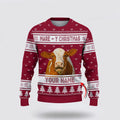 FUNSTUFFPRINT Custom Name Hereford Cattle Mare Y Christmas Ugly Sweater, Gifts For Farmers, Rural Lovers Ugly Sweater