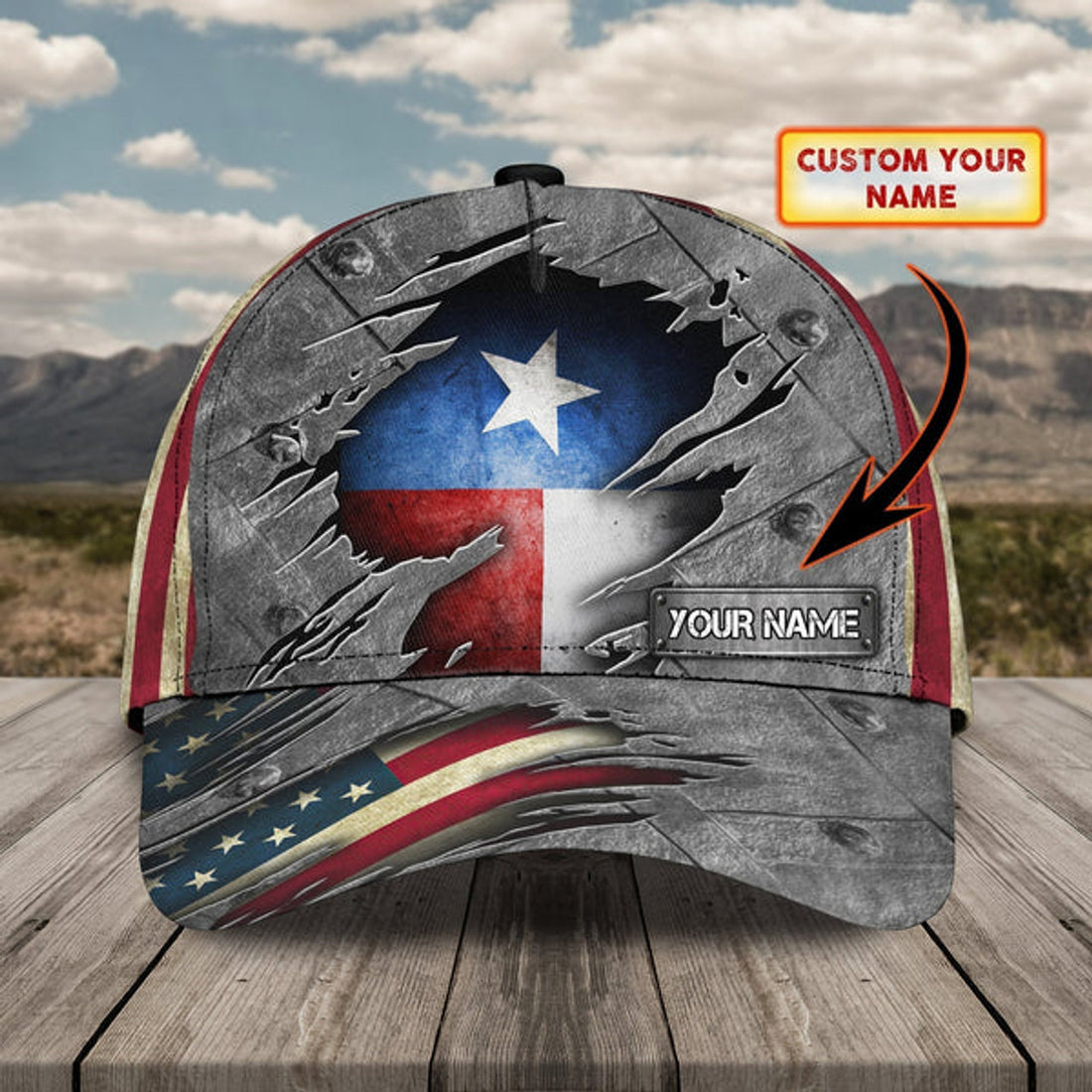 FUNSTUFFPRINT Custom With Name Texas Baseball Cap Hat - American Support Texas 3D Cap Hat - Eagle Texas Cap Hat