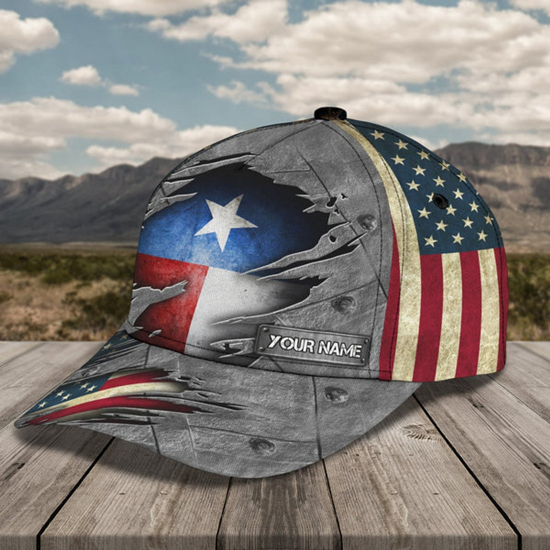 FUNSTUFFPRINT Custom With Name Texas Baseball Cap Hat - American Support Texas 3D Cap Hat - Eagle Texas Cap Hat