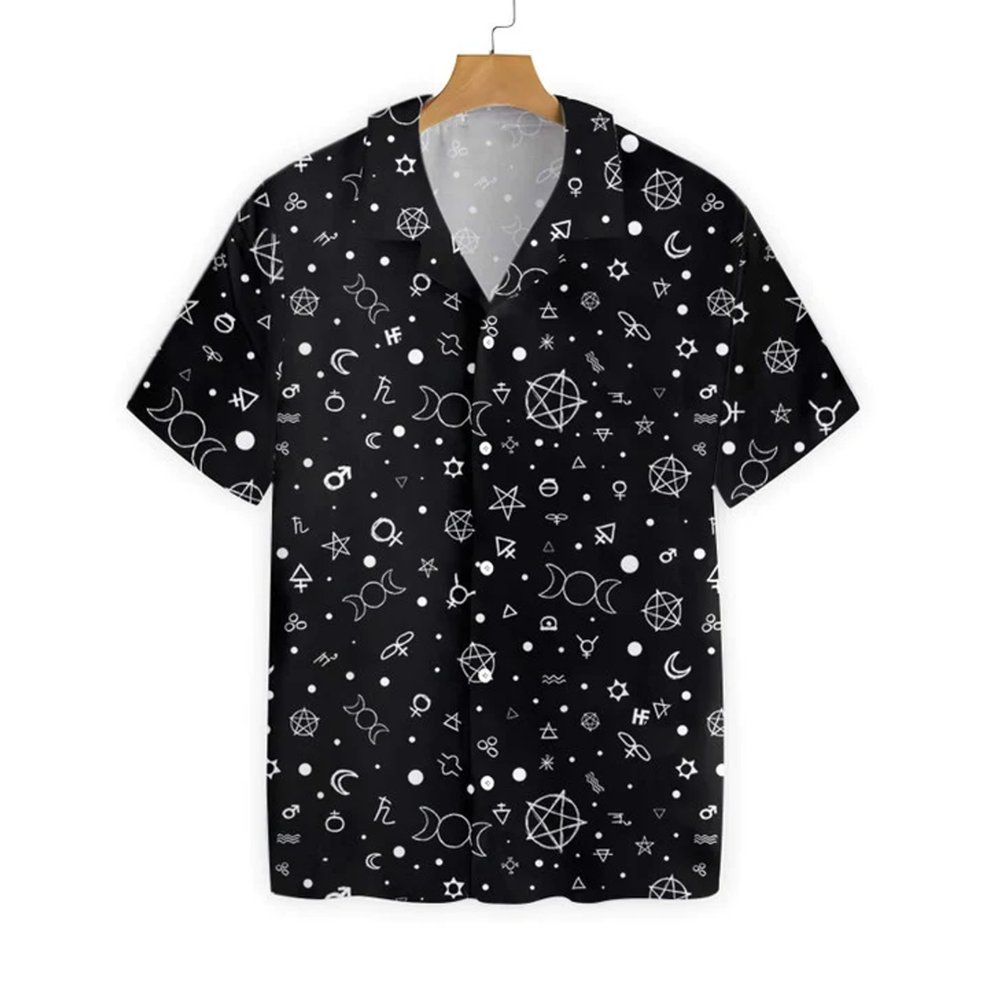 Cute Occult Symbols Wicca Black Theme Hawaiian Shirt