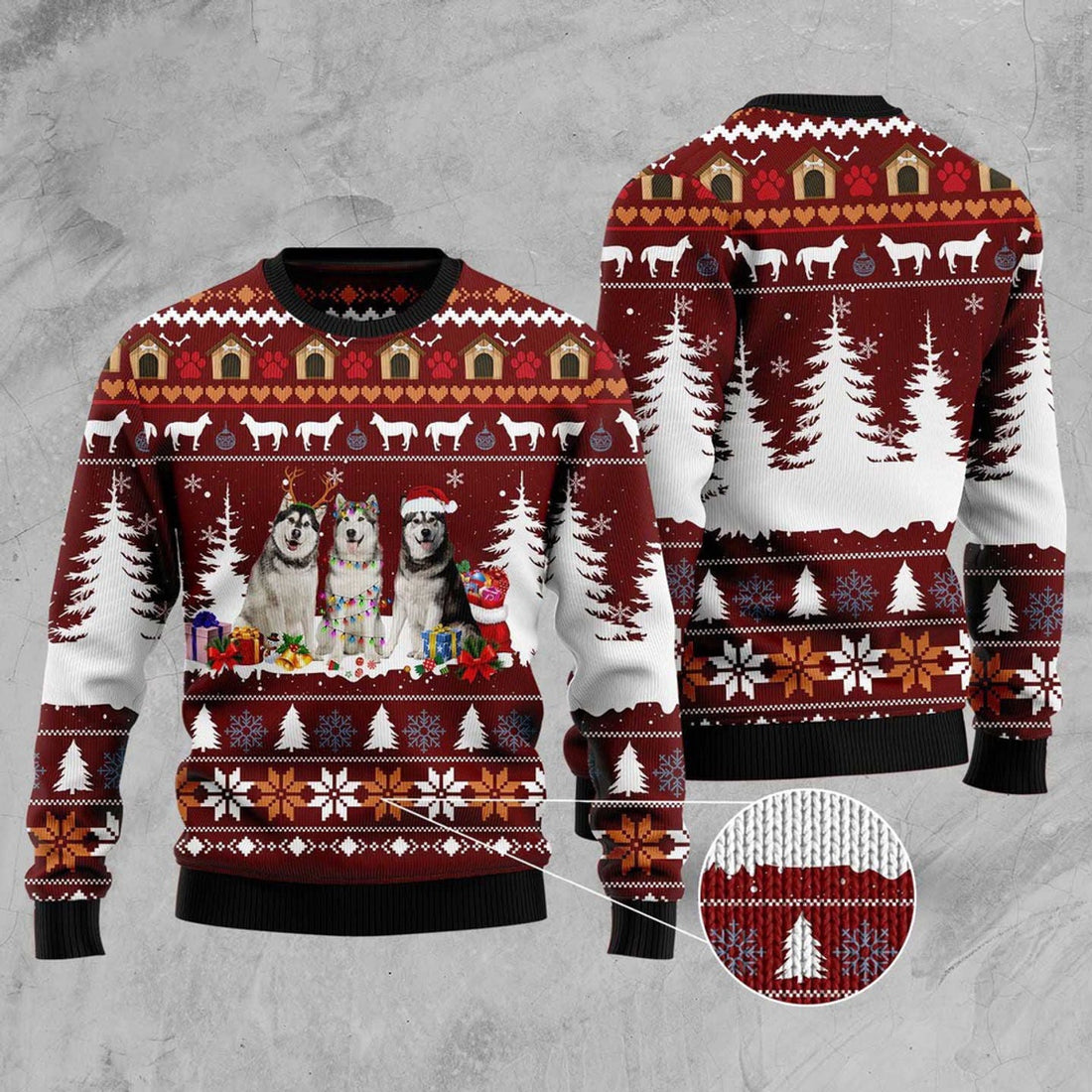 FUNSTUFFPRINT Cute Alaskan Ugly Christmas Sweater, Christmas Sweater, Ugly Sweater, Funny Xmas Sweaters Ugly Sweater