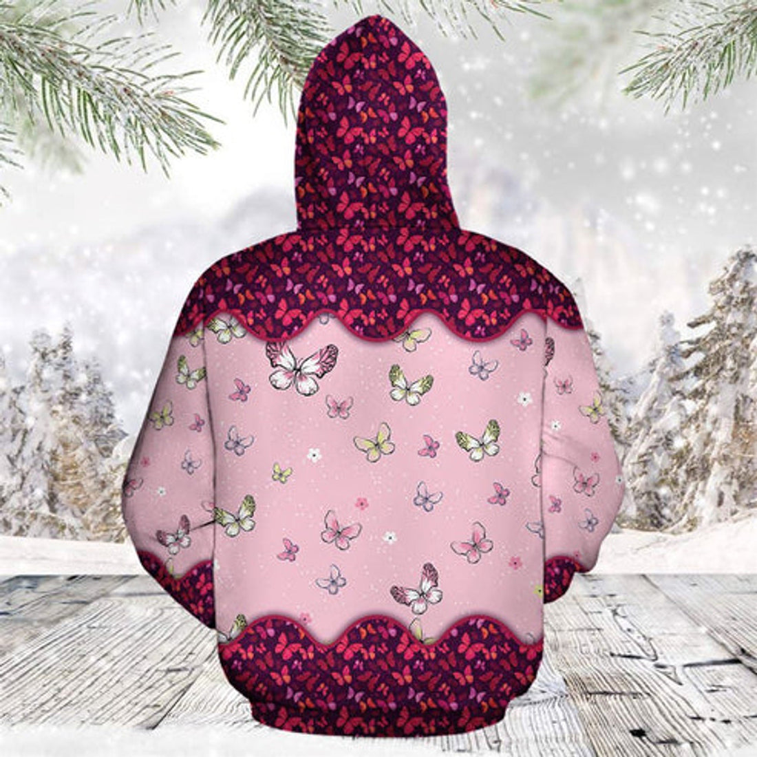 FUNSTUFFPRINT 3D Cute Cat Butterfly All Over 3D Hoodie and Zip Hoodie