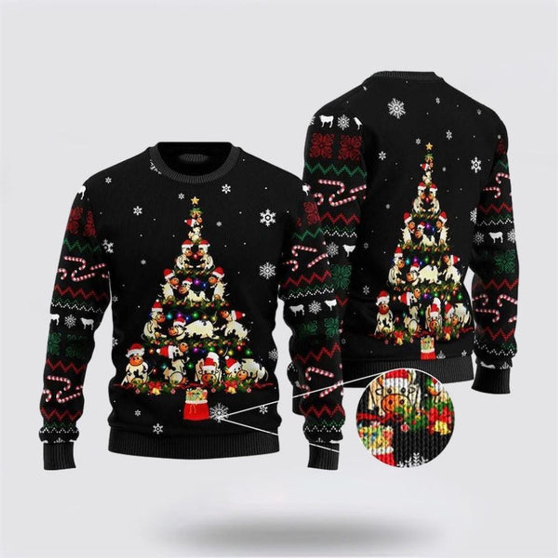 FUNSTUFFPRINT Cute Cow Merry Christmas Ugly Christmas Sweater, Farm Sweater, Christmas Gift, Best Winter Outfit Christmas Ugly Sweater