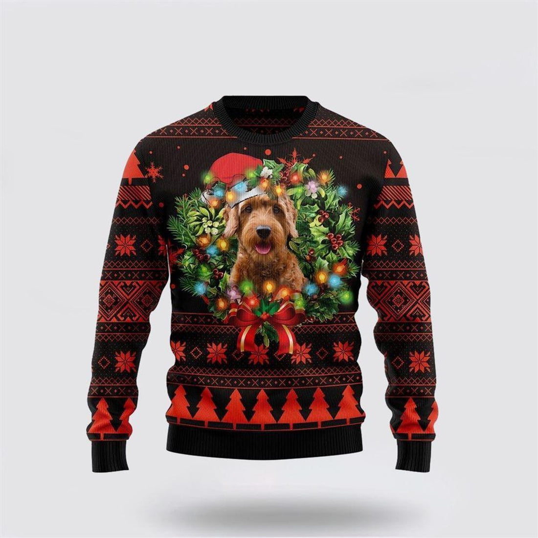 FUNSTUFFPRINT Cute Goldendoodle Dog Ugly Christmas Sweater – Dog Lover Christmas Sweater Ugly  Sweater