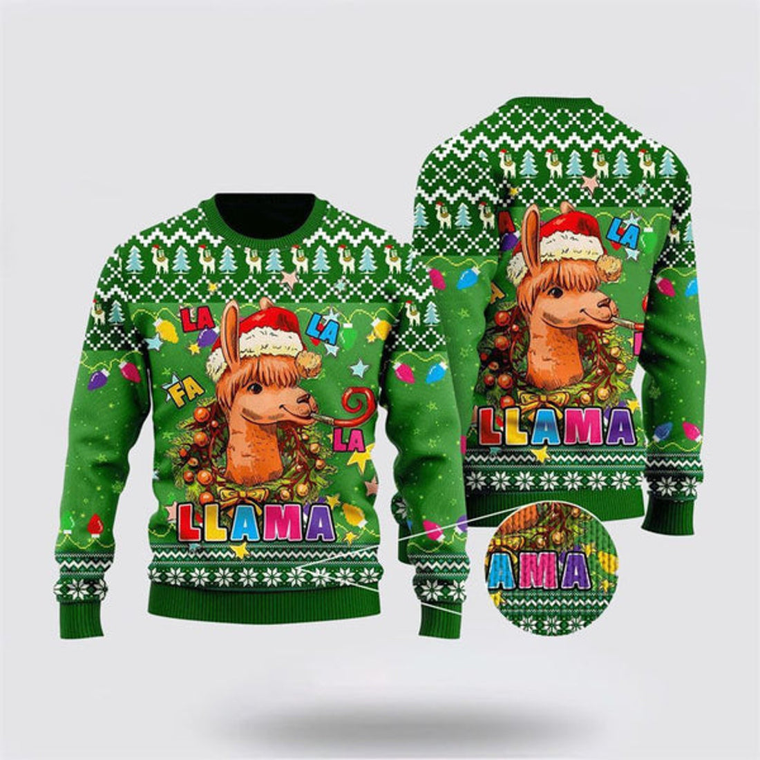 FUNSTUFFPRINT Cute Llama Ugly Christmas Sweater, Farm Sweater, Christmas Gift, Best Winter Outfit Christmas Ugly Sweater