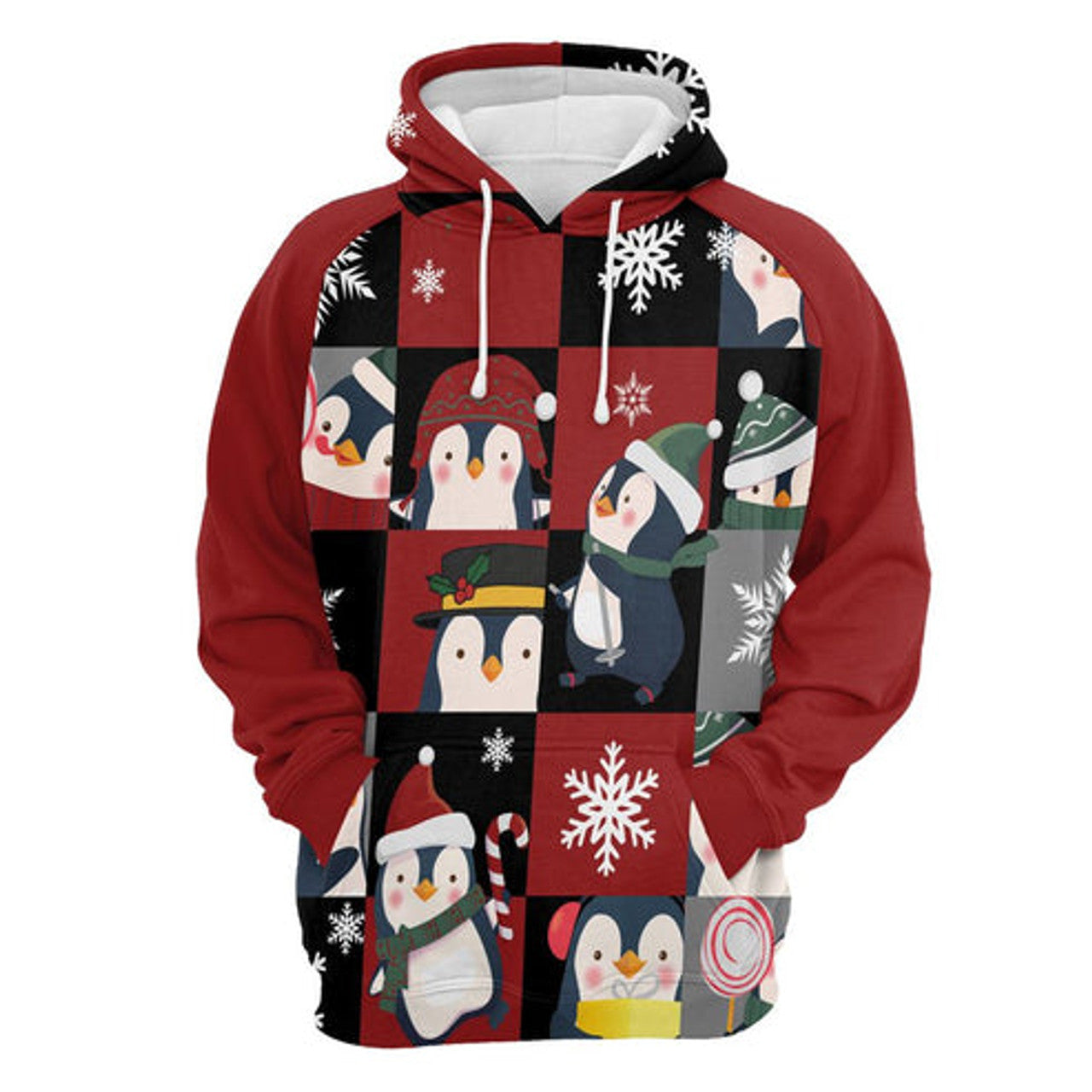 FUNSTUFFPRINT 3D Cute Penguin Christmas All Over 3D Hoodie and Zip Hoodie