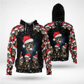FUNSTUFFPRINT 3D Cute Rottweiler Wearing Christmas All Over 3D Hoodie and Zip Hoodie