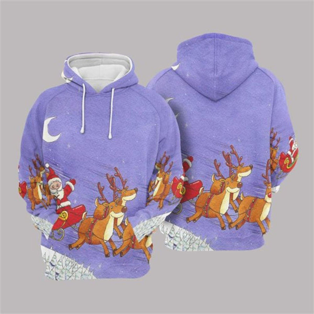 FUNSTUFFPRINT 3D Cute Santa Claus Christmas All Over 3D Hoodie and Zip Hoodie