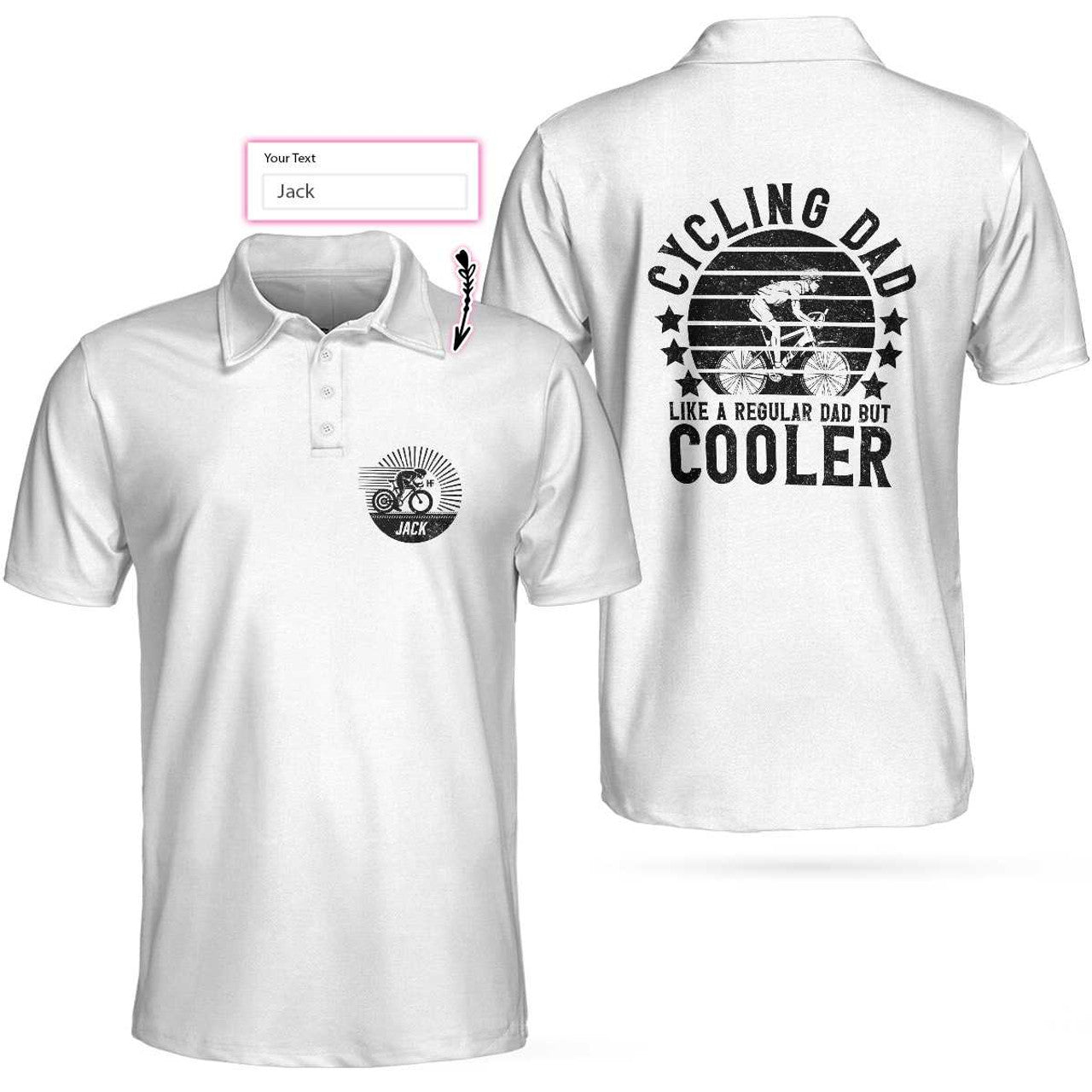 Custom Cycling Dad Like A Regular Dad But Cooler Custom Polo Shirt, Personalized Black And White Cycling Shirt For Men