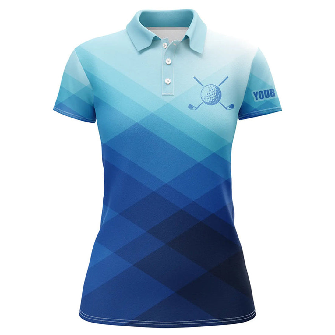 Custom Womens Golf Polo Shirts Custom Blue Pattern Sport Golf Attire For Women
