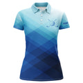 Custom Womens Golf Polo Shirts Custom Blue Pattern Sport Golf Attire For Women