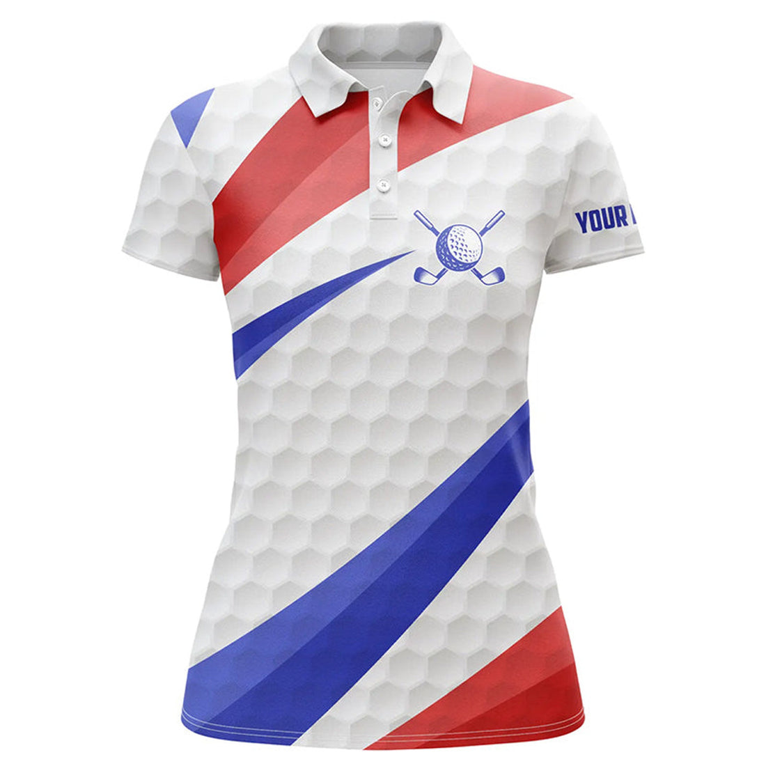 Custom Red, White And Blue Golf Shirts Custom Name Womens Golf Polo Shirts,Patriotic Golf Tops For Women