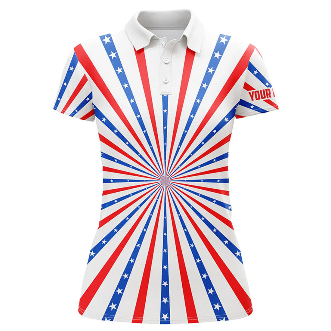 Custom Women golf polo shirts American flag custom patriotic Red, white, and blue golf shirt for women