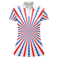 Custom Women golf polo shirts American flag custom patriotic Red, white, and blue golf shirt for women