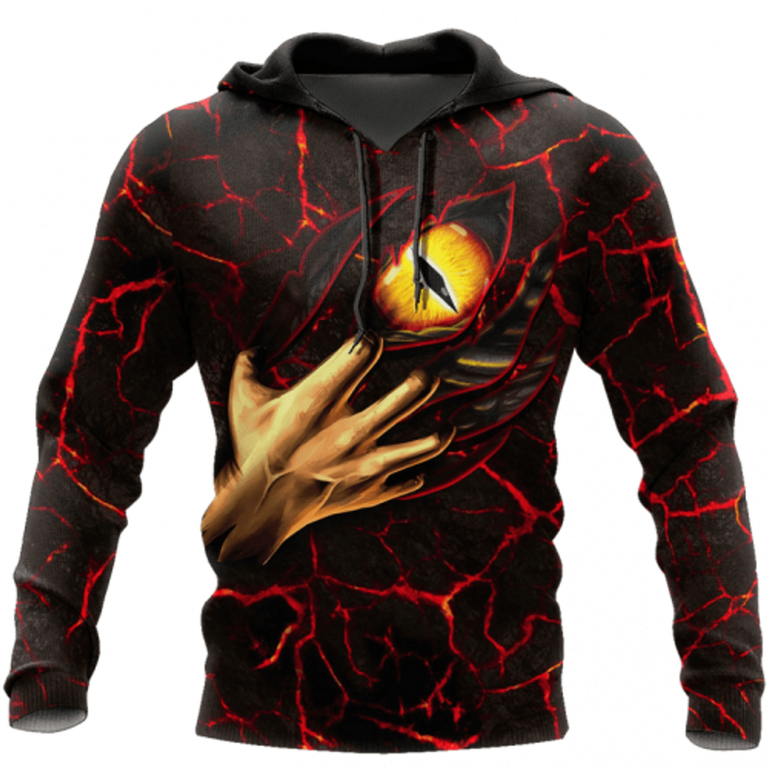 FUNSTUFFPRINT Dragon Eyes 3D All Over Hoodie Cracked Pattern 3D Hoodie and Zip Hoodie
