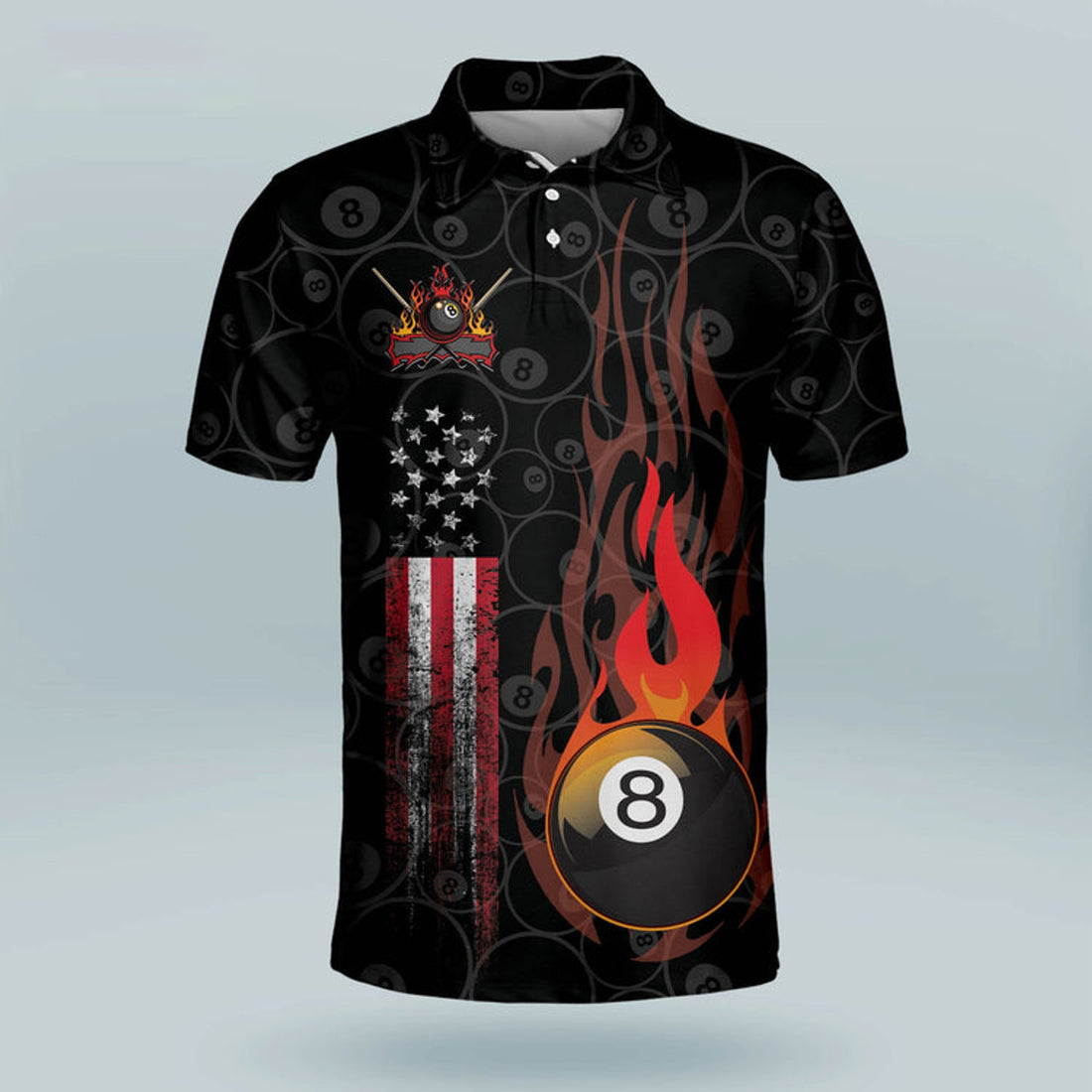 Custom 3D All Over Print Skull Mind Game Billiard Polo Shirt, Custom Billiard ball for Team, Men's Billiard Polo Shirts