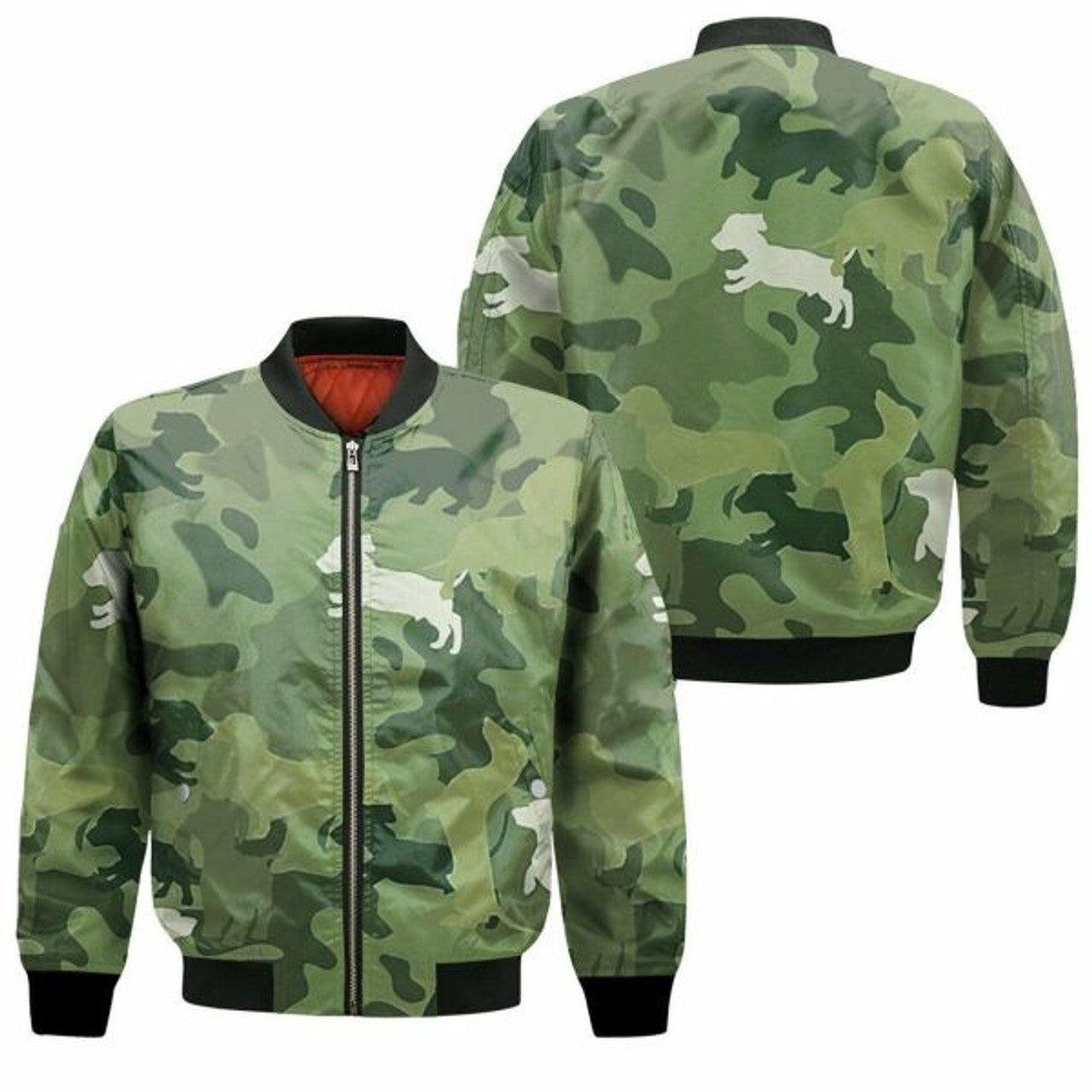 FUNSTUFFPRINT Dachshund Dog Pattern Camouflage Color Style For Dog Lover 3D Bomber Jacket