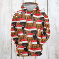 FUNSTUFFPRINT 3D Dachshund Christmas Group All Over 3D Hoodie and Zip Hoodie