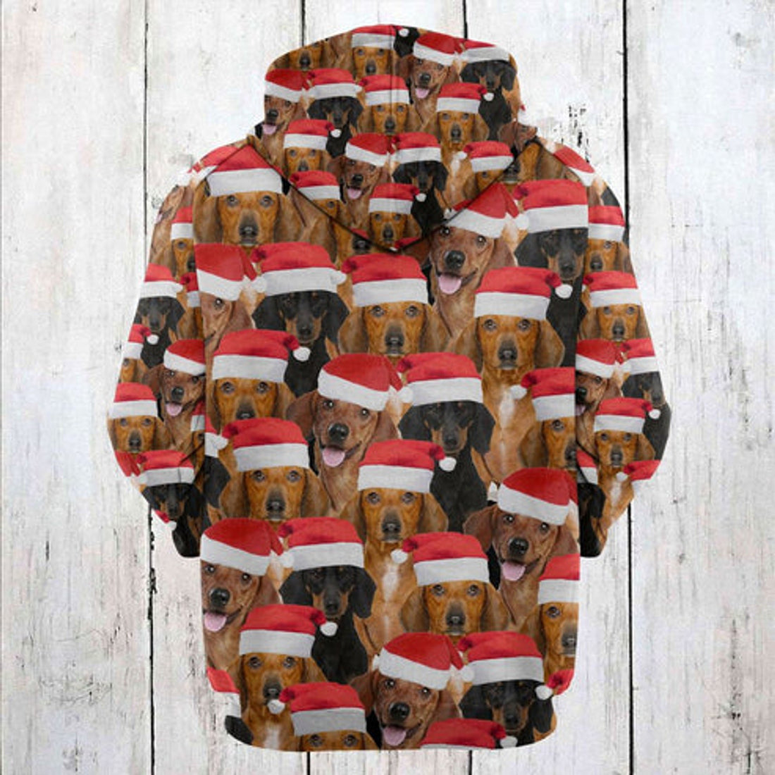 FUNSTUFFPRINT 3D Dachshund Christmas Group All Over 3D Hoodie and Zip Hoodie