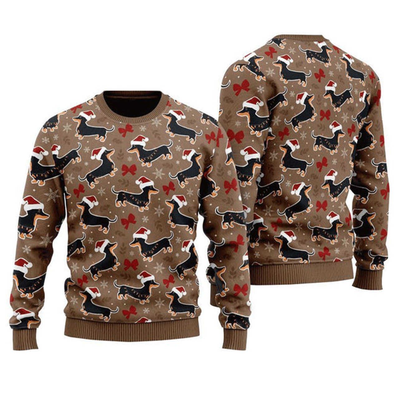 FUNSTUFFPRINT Dachshund Christmas Hat Ugly Christmas Sweater For Men And Women, Gift For Christmas, Best Winter Christmas Outfit Ugly  Sweater