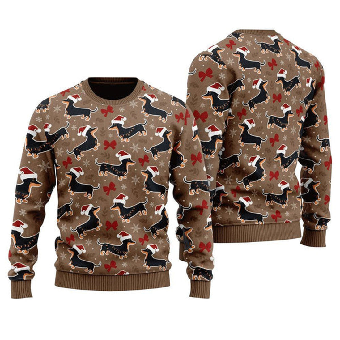 FUNSTUFFPRINT Dachshund Christmas Hat Ugly Christmas Sweater For Men And Women, Gift For Christmas, Best Winter Christmas Outfit Ugly  Sweater