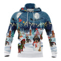 FUNSTUFFPRINT 3D Dachshund Christmas Night All Over 3D Hoodie and Zip Hoodie