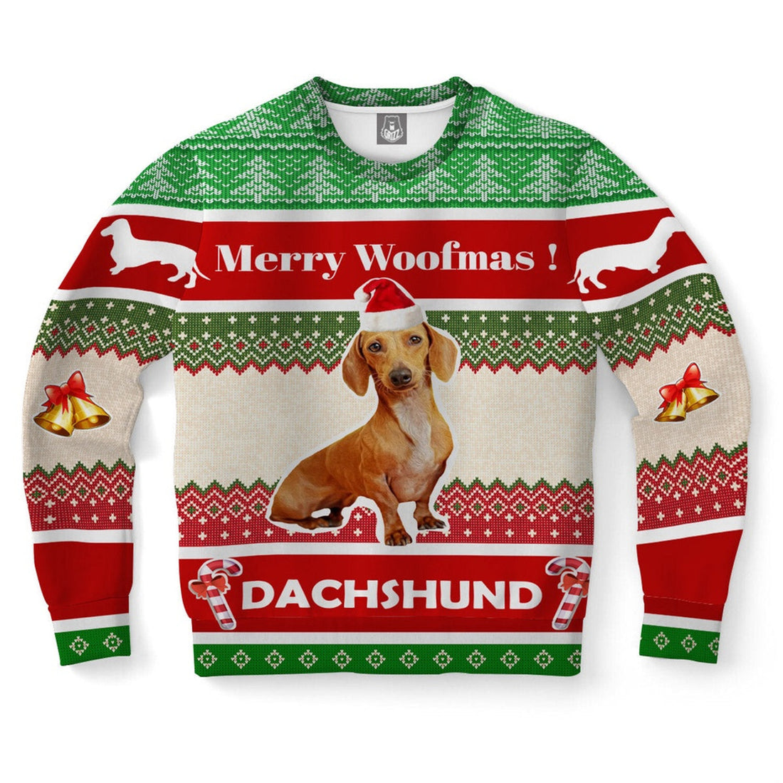FUNSTUFFPRINT Dachshund Dog Ugly Christmas Sweater, Christmas Sweater, Ugly Sweater, Funny Xmas Sweaters Ugly Sweater