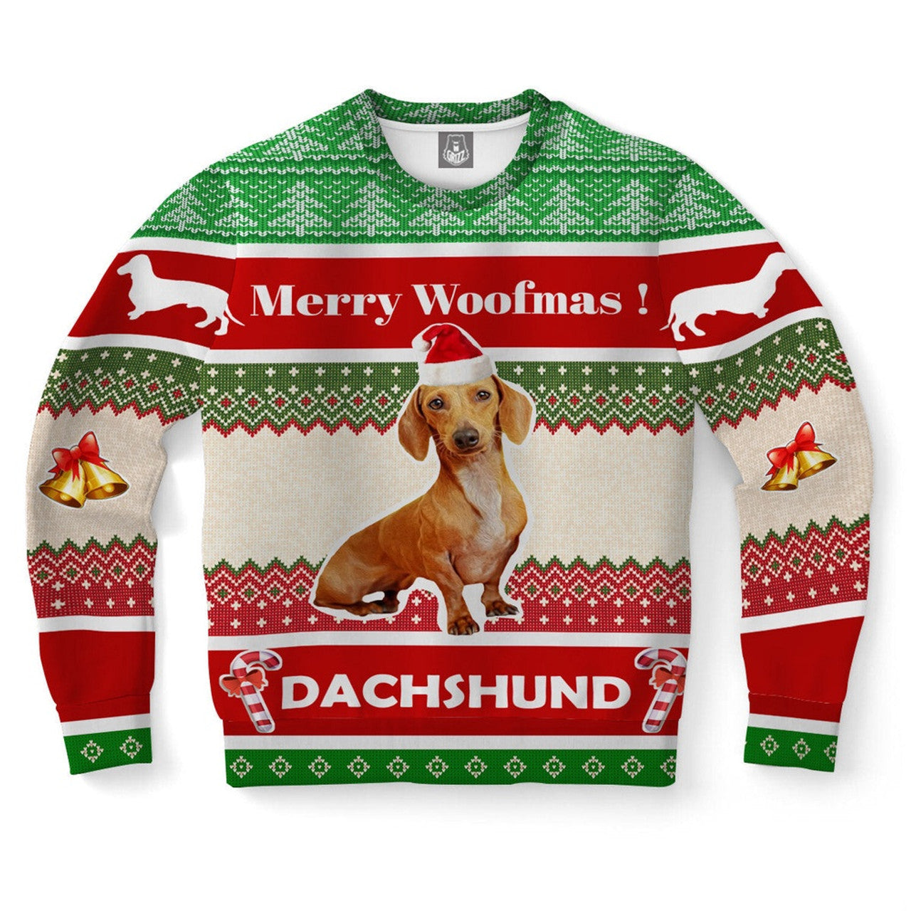 FUNSTUFFPRINT Dachshund Dog Ugly Christmas Sweater, Christmas Sweater, Ugly Sweater, Funny Xmas Sweaters Ugly Sweater
