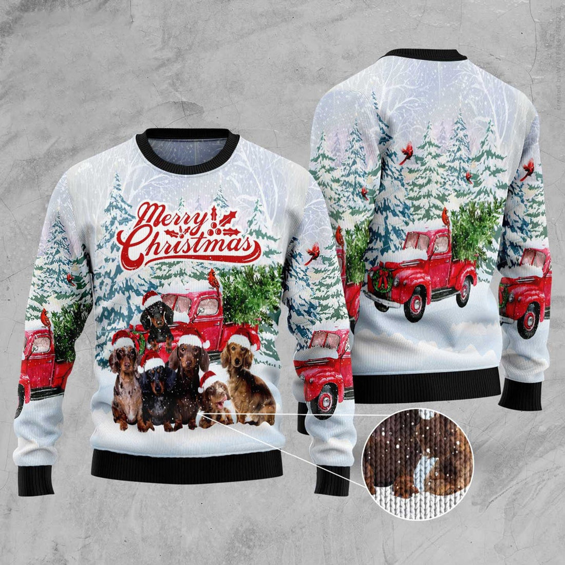 FUNSTUFFPRINT Dachshund Merry Christmas Ugly Christmas Sweater, Christmas Sweater, Ugly Sweater, Funny Xmas Sweaters Ugly Sweater