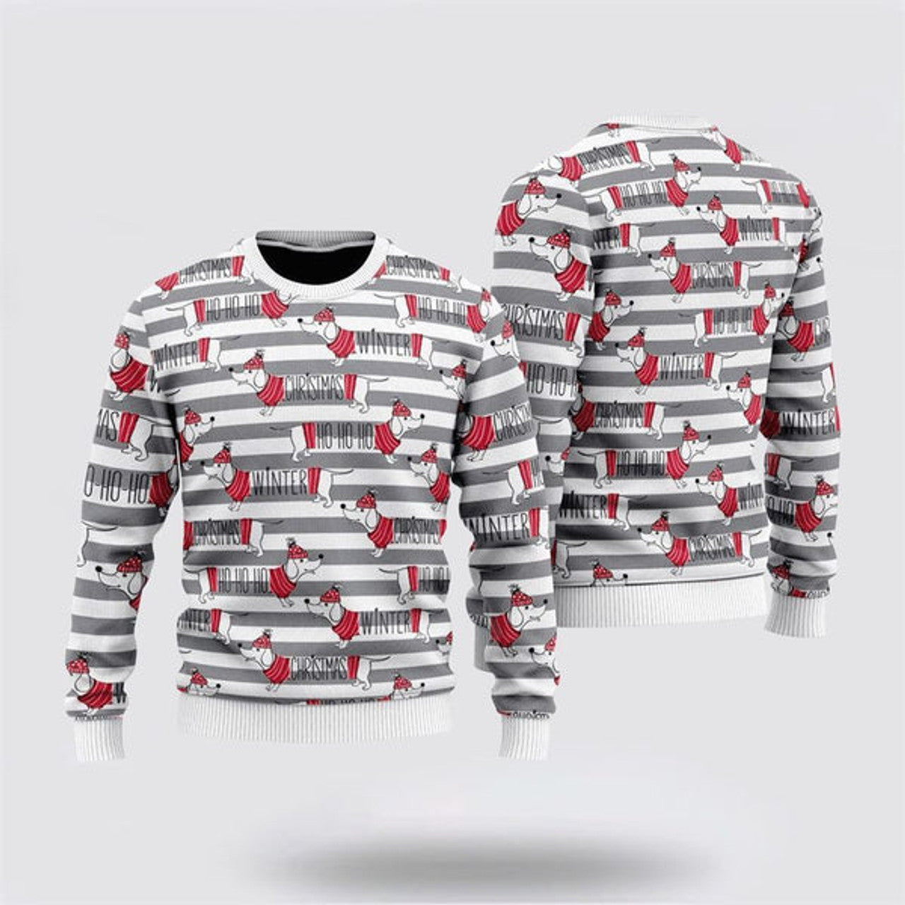 FUNSTUFFPRINT Dachshund Through The Snow Ugly Christmas Sweater For Men And Women, Gift For Christmas, Best Winter Christmas Outfit Ugly  Sweater