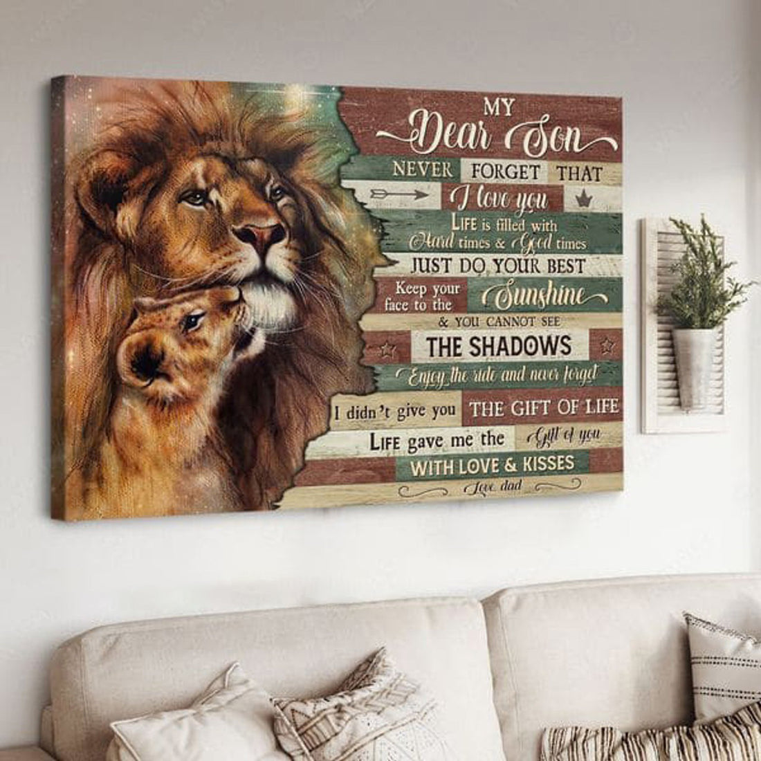 Dad And Son Lion, My Dear Son, Never Forget That I Love You Life Is Filled With Hard Times And Good Times Poster and Canvas